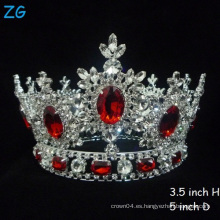 Diamante de lujo completo de diamantes tiara princesa corona completa redonda tiara corona nupcial